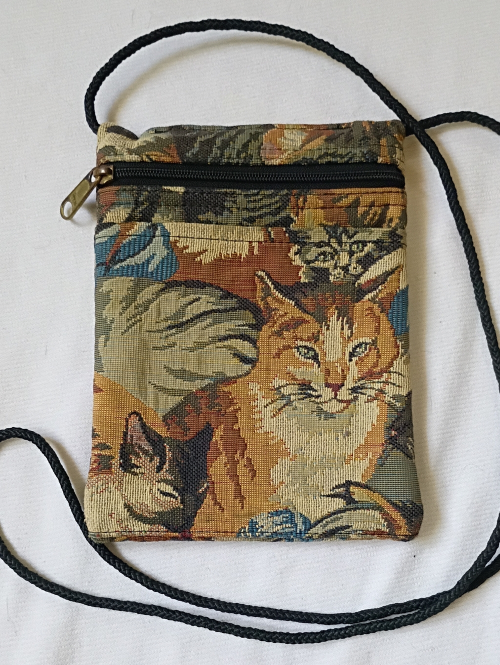 Handmade Tapestry Cat Crossbody Pouch